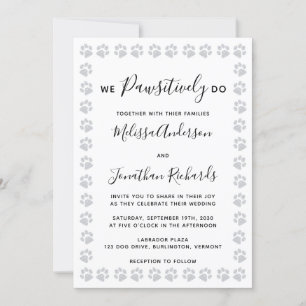 Elegante Paw Prints Einladung zur Hochzeit