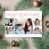 Elegante Peace Liebe Joy Holiday 5-Foto-Karte