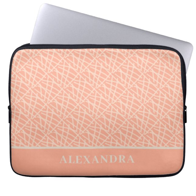 Elegante Peach Abstrakt Laptopschutzhülle (Vorderseite)