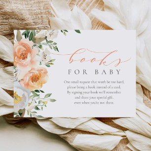 Elegante Peach Baby Girl Baby Shower Books for Bab Begleitkarte