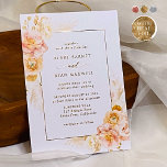 Elegante Peach, Blush and Champagne Floral Wedding Folieneinladung<br><div class="desc">Elegante pfirsichfarbene Hochzeitseinladung in luxuriöser Goldfolie mit exquisiten Aquarelltönen in einer schönen Mischung aus Pfirsich, Orange, Blüte, Champagner, Taupe, Gold und Creme. Luxuriös, Design in realer Goldfolie, bedruckt auf Premium White Paper Stock - ein glattes, weißes Papier mit luxuriöser Satinoberfläche aus gerecycelt Material, FSC zertifiziert. Wählen Sie aus Gold Foil,...</div>