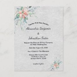 Elegante Peach Coral Blume Bouquet Wedding Postkarte