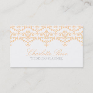 Elegante Peach Damask Business Card Visitenkarte