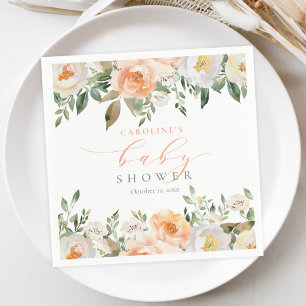 Elegante Peach Floral Baby Bloom Girl Babydusche Serviette