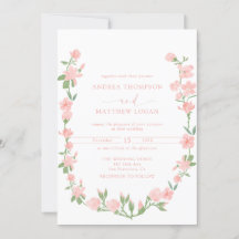Elegante Peach Floral Botanical QR Hochzeit