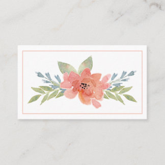 Elegante Peach Floral Business Card Wasserfarbe Visitenkarte
