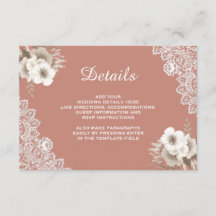 Elegante Peach floral Lace Hochzeitdetails