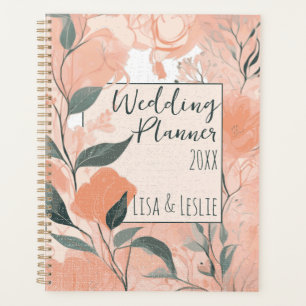 Elegante Peach Floral Personalisiert Bride Wedding Planer