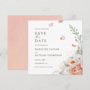Elegante Peach Floral Wasserfarbe Save the Date