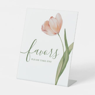 Elegante Peach Floral Watercolor Tulip Gefallen Sockelschild