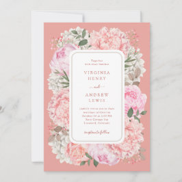 Elegante Peach Floral Wedding Einladung