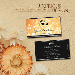 Elegante Peach Glitzer Logo Schwarz und Silber Gre Visitenkarte