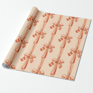 Elegante Peach Imitats Satin Ribbon Bow Geschenkpapier