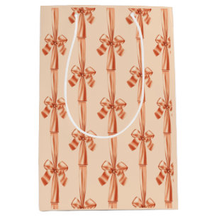Elegante Peach Imitats Satin Ribbon Bow Mittlere Geschenktüte
