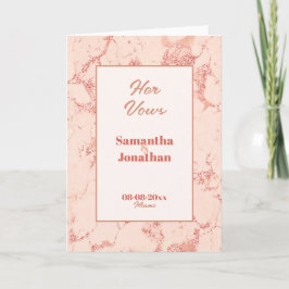 Elegante Peach Marmor Hochzeit ihrer Vows Card Dankeskarte