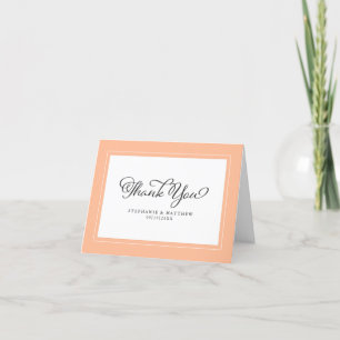 Elegante Peach Modern Chic Borders Wedding Guest Dankeskarte