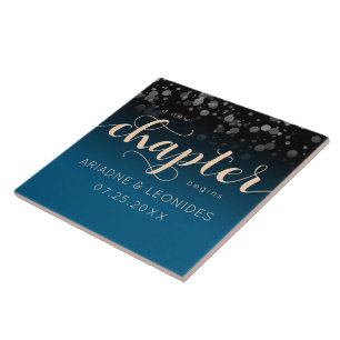 Elegante Peach Oceanic Blue Wedding ein neues Kapi Fliese