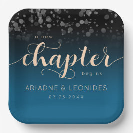 Elegante Peach Oceanic Blue Wedding ein neues Kapi Pappteller