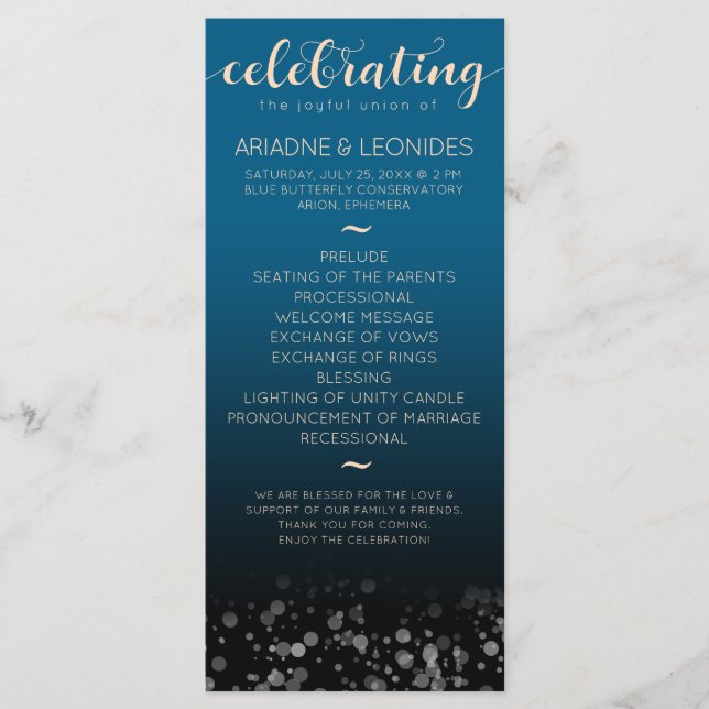 Elegante Peach Oceanic Blue Wedding ein neues Kapi Programm (Vorderseite)