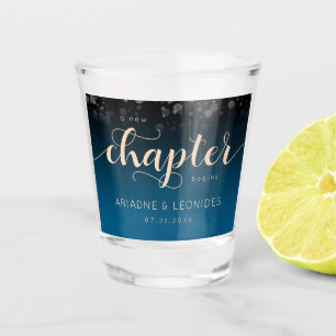 Elegante Peach Oceanic Blue Wedding ein neues Kapi Schnapsglas