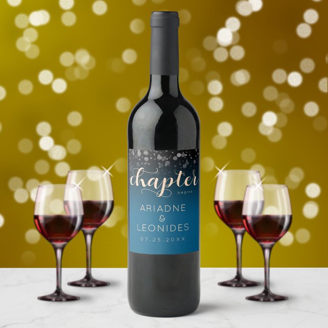 Elegante Peach Oceanic Blue Wedding ein neues Kapi Weinetikett (Von Creator hochgeladen)