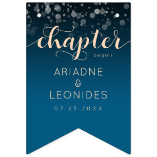 Elegante Peach Oceanic Blue Wedding ein neues Kapi Wimpelkette