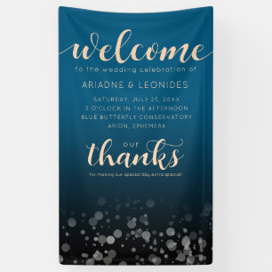 Elegante Peach Oceanic Blue Wedding Willkommen Banner