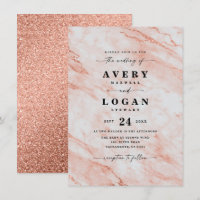 Elegante Peach Orange Marmor & Glitzer Wedding