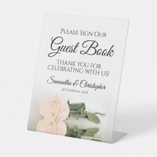 Elegante Peach Rose Bitte unterzeichnen Sie unser  Sockelschild