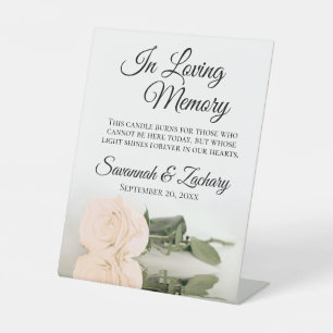 Elegante Peach Rose Love Memory Wedding Memorial Sockelschild