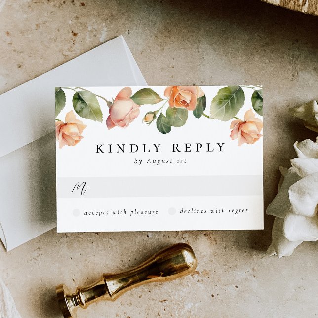 Elegante Peach Rose Meal Choice Wedding R RSVP Karte (Von Creator hochgeladen)