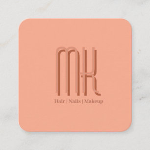 Elegante Peach Salon Monogramm Termin Karte