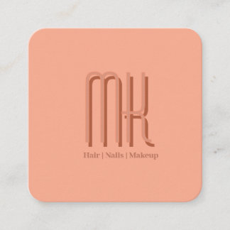 Elegante Peach Salon Monogramm Termin Karte