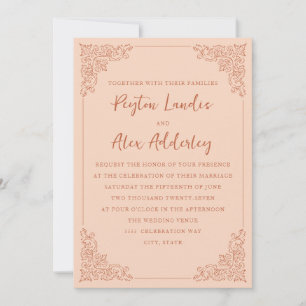 Elegante Peach Terracotta Hochzeit Einladung