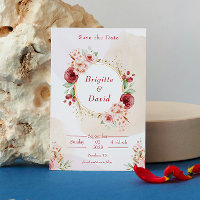 Elegante Peach Wassercolor Blume Save the Date
