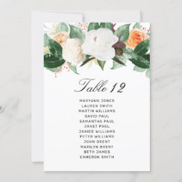 Elegante Peach White Floral Wedding Tischnummer