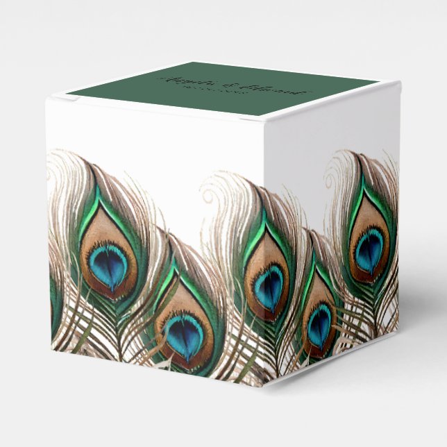 Elegante Peacock Feather Gastgeschenk Hochzeit Box Geschenkschachtel (Vorderseite)