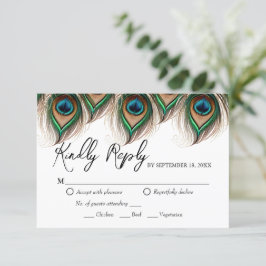 Elegante Peacock Feather Wedding RSVP Card
