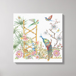 Elegante Peacock Orientalischer Garten: Leinwanddruck