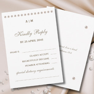 Elegante Pearl Christian Hochzeit-RSVP-Karte RSVP Karte