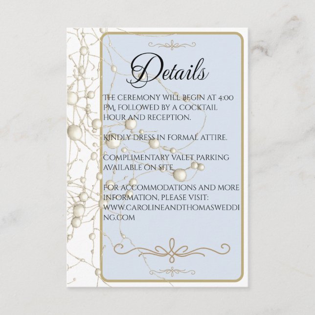 Elegante Pearl Gold Script Hochzeit Romantische Pe Begleitkarte (Vorderseite)