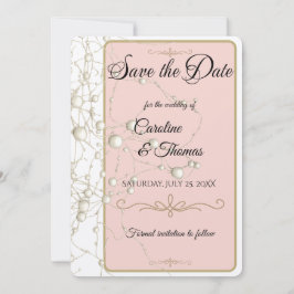 Elegante Pearl Gold Script Hochzeit Romantische Pe Save The Date