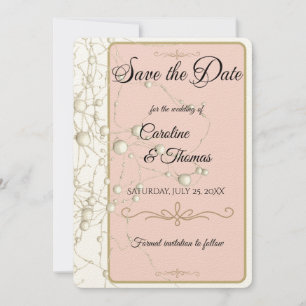 Elegante Pearl Gold Script Hochzeit Romantische Pe Save The Date