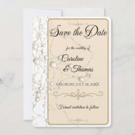 Elegante Pearl Gold Script Hochzeit Romantische Pe Save The Date