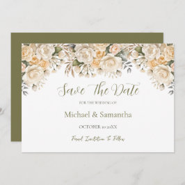Elegante Pearl White und Elvory Rose Wedding Save The Date