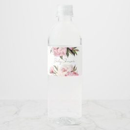 Elegante Peonies Babydusche Wasserflaschenetikett