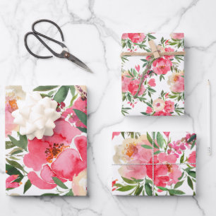 Elegante Peonies Floral Geschenkpapier Set