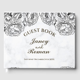 Elegante Peonies Moderne und minimalistische Hochz Gästebuch