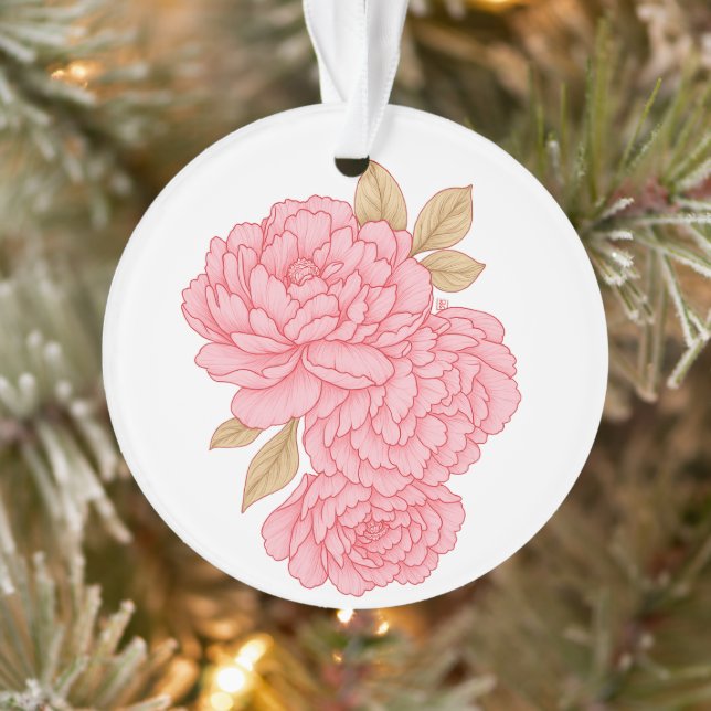 Elegante Peonies - sanft rosa Blumendarstellung Ornament (Baum)