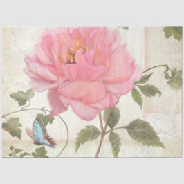Elegante Peony Blume Butterfly Ephemera Decoupage Seidenpapier